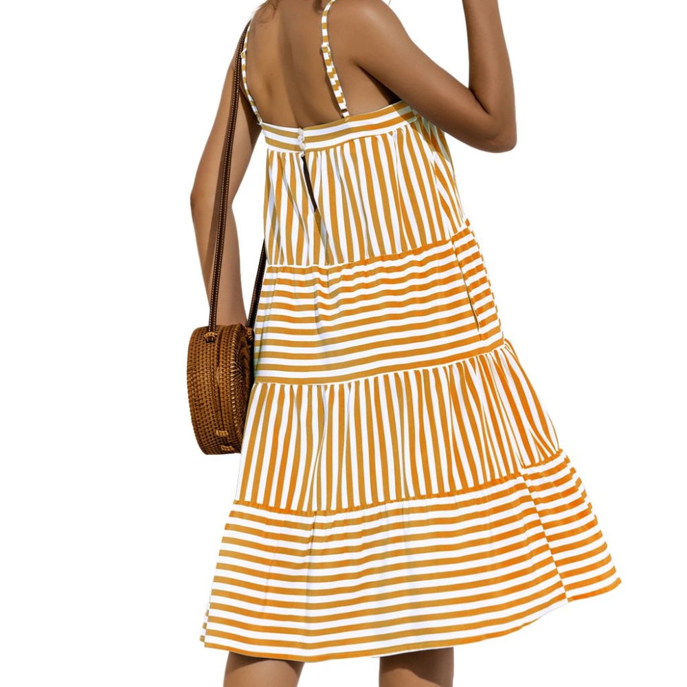 Striped Spring Ruffle Babydoll Dress - Picture 4 of 7